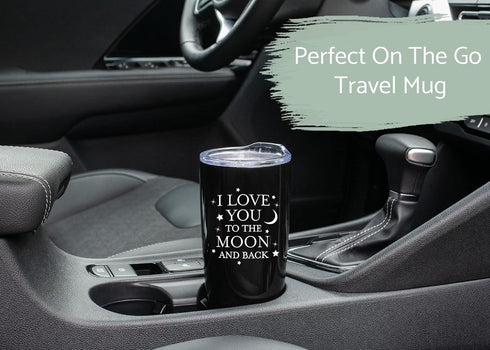Elanze Designs Love You To The Moon And Back 20 Ounce Classic Black Stainless Steel Travel Tumbler Mug...