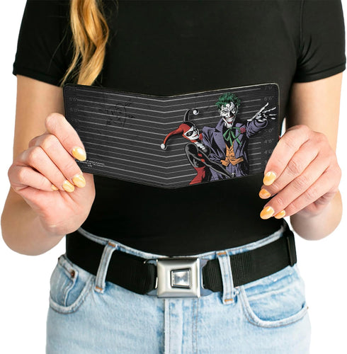Buckle-Down Men's DC Comics Wallet, Bifold, Harley Quinn Hugging Joker Pose Lineup Grays, Vegan Leather, Multicolor, Standard Size...
