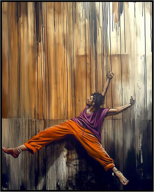 Posterizer-color paint splashes-dancer on mural street graffiti -4-Retro Art-Abstract & Modern Art-Gift for Street Art, Mural Fans- unframed wall ...