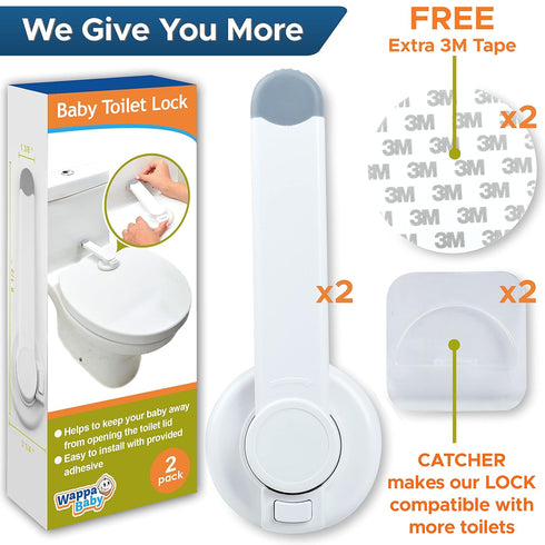 Toilet Locks Baby Proof (2-Pack) Ideal Baby Proof Toilet Lid Lock with Arm – No Tools Needed Easy Installation with 3M Adhesive – Top Safety Toile...