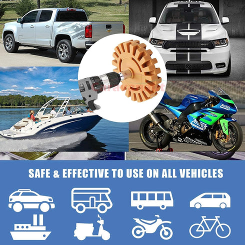 Decal Remover Wheel Sticker Remover w/Drill Adapter Tool Kit Adhesive Decal Eraser Wheel, Remove Vinyl Decals, Stickers, Stripes, Pinstripes, Adhe...