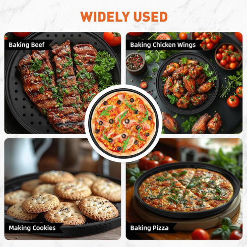12 Inch Pizza Pan with Holes, Nonstick Pizza Tray for Oven, Round Perforated Carbon Steel Pizza Baking Pans Pizza Bakeware for Home Restaurant Kit...