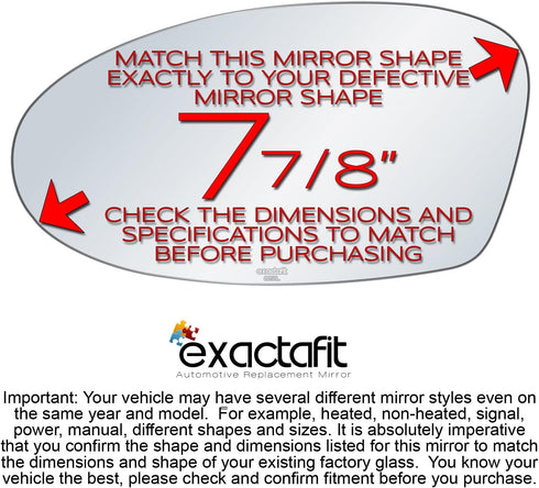 exactafit 8151L Driver Side Mirror Glass Replacement Repair Compatible With 1999-2004 Oldsmobile Alero, 2002-2005 Pontiac Grand Am...