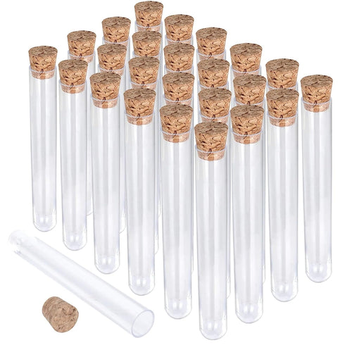 25PCS Plastic Test Tubes with Lids – 10ml Clear Plastic Tubes with Cork Stoppers 16x100mm Small Clear Plastic Tube Containers for Solids & Liquids...