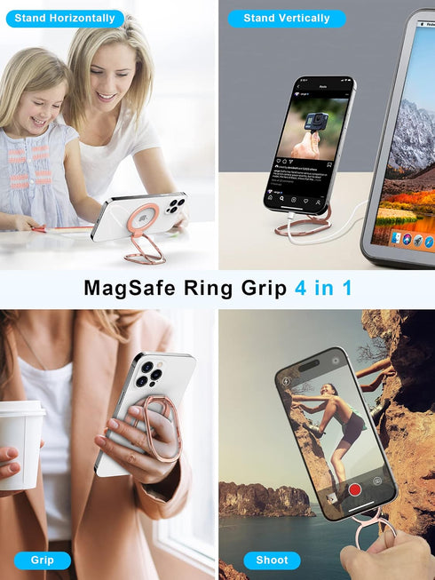 ?2024 Upgraded? Mag Safe Phone Ring Holder, SUPERONE Adjustable Magnetic Kickstand & Removable Phone Grip Compatible with Wireless Charging Only f...