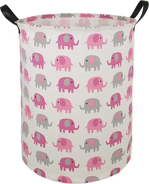19.7 Laundry Hamper Toys Box Storage Bins Canvas Waterproof Collapsible Clothes Organizer Basket with Handle Freestanding Large Cute Light Weight ...
