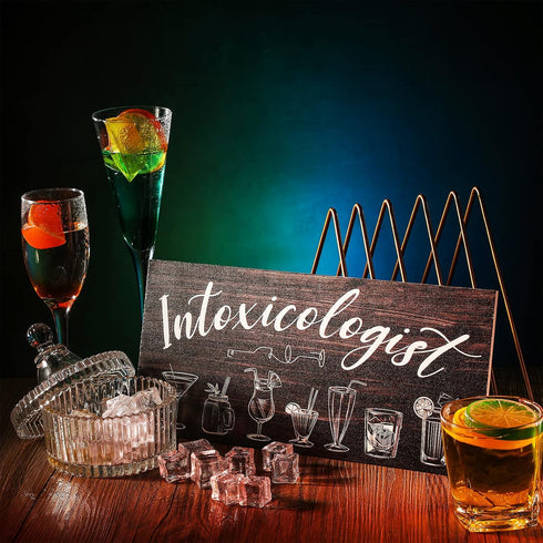 Jetec Intoxicologist Wood Bar Signs Decor with Drinks Patterns Wooden Plaque Sign Wall Art Pub Home Bar Decoration...