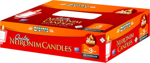 Ner Mitzvah 3 Hour Neironim Candles - Shabbat and Votive Wax Candle - 24 Count...