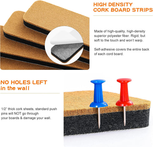Felt Bulletin Board Corkboard Strips for Walls 3pack...