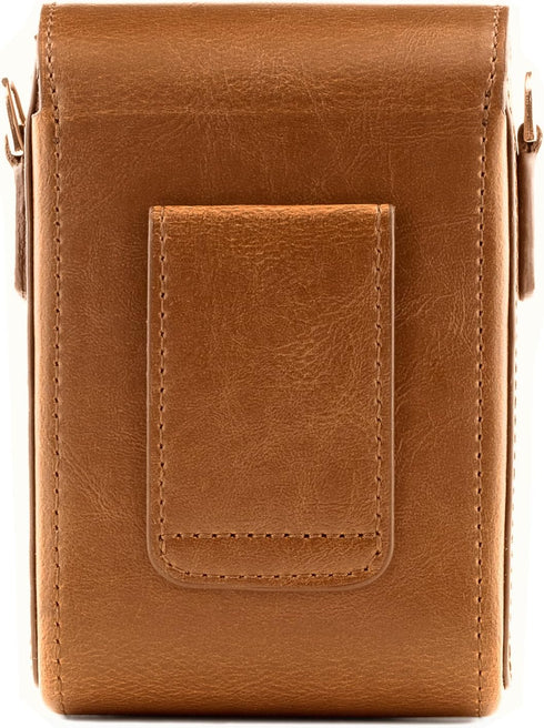 MegaGear Leather Camera Case with Strap Compatible with Canon PowerShot G7 X Mark III, G7 X Mark II, G7 X - MG768 Light Brown...