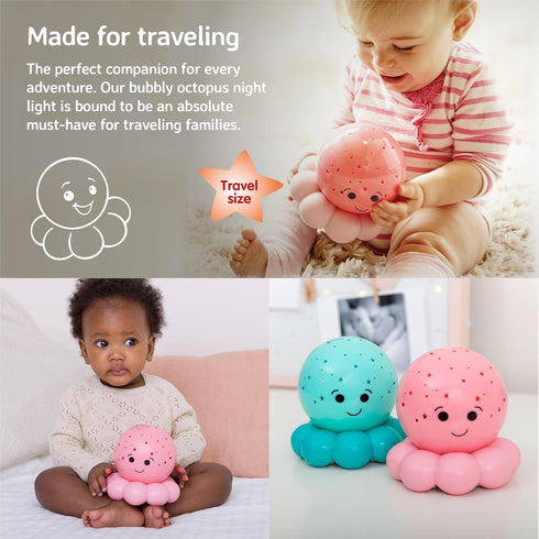 Cloud b Travel Comforting Nightlight Projector | Gentle Brightness | 3 Colors with Color Rotation Option | Auto-Shutoff | Octo Baby Pink...