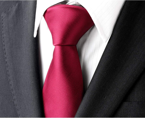 Black Tie Men Women Solid Satin Tie-Burgundy...