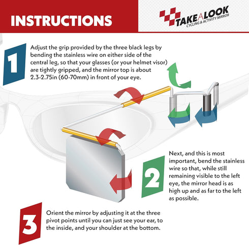 Take A Look Active Original Activity Mirror for Sunglasses, Bike Helmets, or Visors Rear View Mirror for Cycling and Other Outdoor Activities...