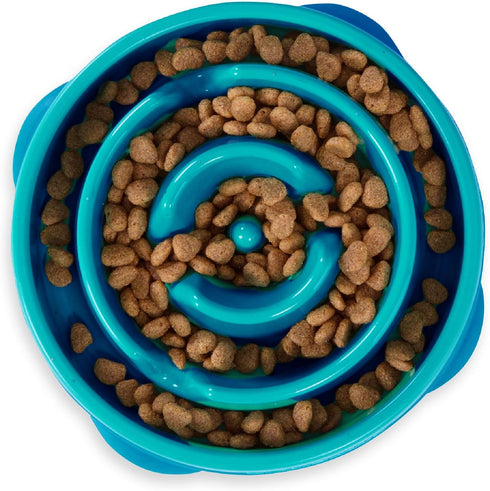 Outward Hound Fun Feeder Slo Bowl, Slow Feeder Dog Bowl, Medium/Mini, Turquoise...