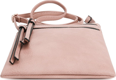 DELUXITY | Crossbody Purse Bag | Functional Multi Pocket Double Zipper Purse | Adjustable Strap | Medium Size Purse | Blush...