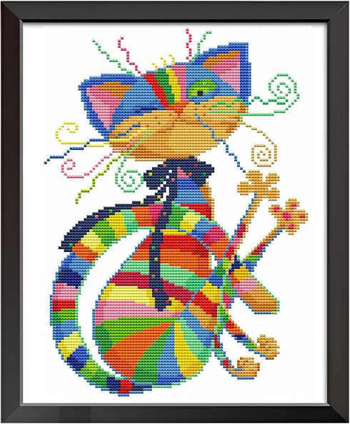 LOMTRATS Easy Cross Stitch Kits Seven Color Fox 11CT Stamped Embroidery Starter Kit DIY Needlework Craft Cat (32x43cm)......