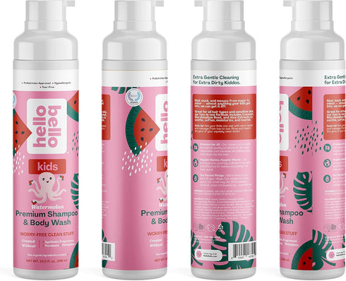 Hello Bello Watermelon Shampoo & Body Wash - Tear-Free, Hypoallergenic, Dermatologist & Pediatrician Tested, Plant Based Formula for Babies and Ki...
