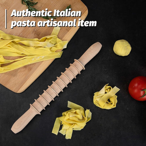 Beech Wood 14mm Pappardelle Pasta Cutter Noodle Lattice Roller Docker Dough Cutter Wooden Rolling Pin Spaghetti Pasta Maker Beechwood Noodle Cutte...