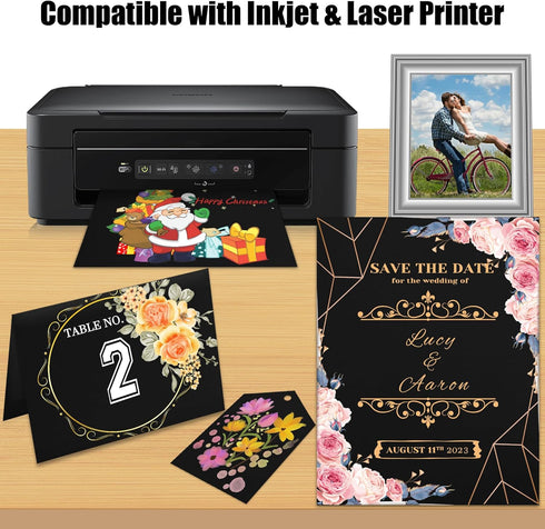 25 Sheets Black Cardstock Paper 8.5'' x 11'', 250gsm/92lb Thick Paper for Scrapbook, Invitations, Printing and DIY Cards...