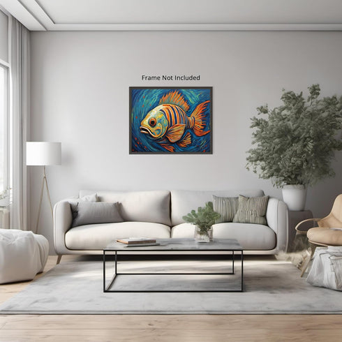Posterizer 1 pcs- Abstract print of an orange fish in the sea-Art for Animal Lovers-Abstract & Modern Art- Gift for Men Women Entrepreneur -Decor ...