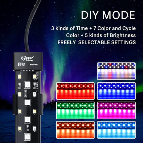 hygger 24/7 Mode Submersible Aquarium LED Light, Full Spectrum Hidden Fish Tank Light with 3 Rows Beads 7 Colors Auto On Off Sunrise-Daylight-Moon...