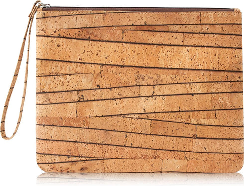 boshiho Clutch Purses for Women, Natural Cork Summer Wristlet Wallet Cell Phone Pouch Bag, 9 x 7 inch (Stripe Pattern)...