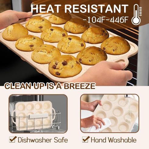 Silicone Muffin Pan - 12 Cups Muffin Baking Mold With Reinforced Stainless Steel Frame Inside, Non-stick Bakeware Durable Baking Mold Cupcake Mold...