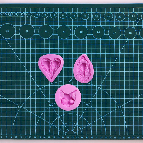 Crow Skull Silicone Candy Molds, Cat Head Charm Chocolate Kitchen Baking Mold for Halloween Cake Decoration Cupcake Topper Fondant Sugar Craft Gum...