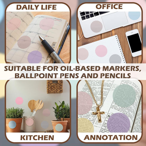 500 Sheets Transparent Sticky Notes Translucent Sticky Notes Clear Sticky Notes Pastel Round Transparent Sticky Tabs See Through Memo Pads for Bib...
