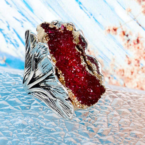 Retro Resin Crystal Stone Cocktail Rings Gothic Hip Hop Punk Crystal Engagement Wedding Statement Rings Uniquely Stylish Jewelry Gifts for Women (...