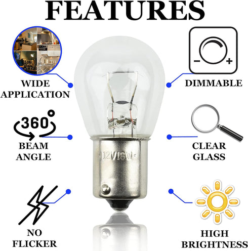 Diximus Pack of 10 Bulbs 1141 S8 Low Voltage Landscape Light Bulbs 12V 18W BA15s Bayonet 18W Lamp...
