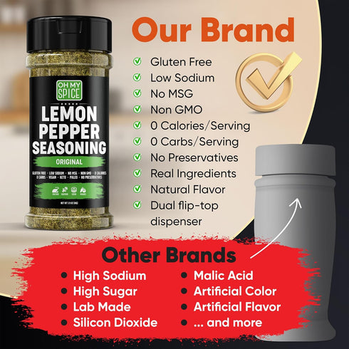 Chicken Seasoning Lemon Pepper Seasoning - Gluten Free & Low Sodium Lemon and Pepper Seasonings for Turkey, Seafood & Vegetable. Poultry Seasoning...