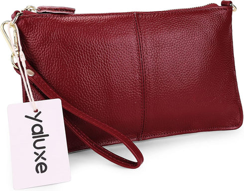 YALUXE Genuine Leather Wristlet Handbags Purses Cell Phone Pocket Clutch Wallet Crossbody Bags for Women...