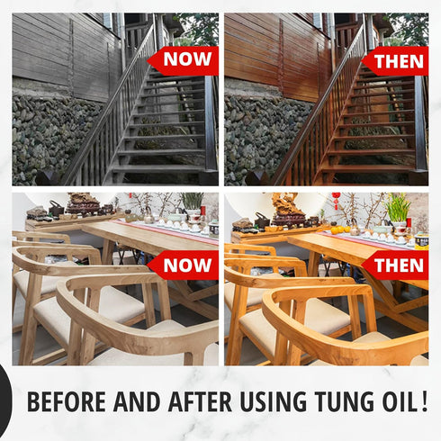 Tung Oil for Wood Finishing with Brush, 100% Natural Pure Tung Oil with Good Penetration, Waterproof Tung Oil for Bare Wood Such as Wood Furniture...