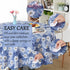uxcell Seamless Waterproof Vinyl Round Tablecloth 60" Dia for Wedding/Restaurant/Parties Tablecloth Decoration Blue Flower Pattern Floral Printed...