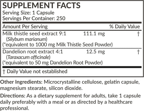 Futurebiotics Milk Thistle Silymarin Marianum & Dandelion Root Liver Health Support, Antioxidant Support, Detox, 250 Capsules...