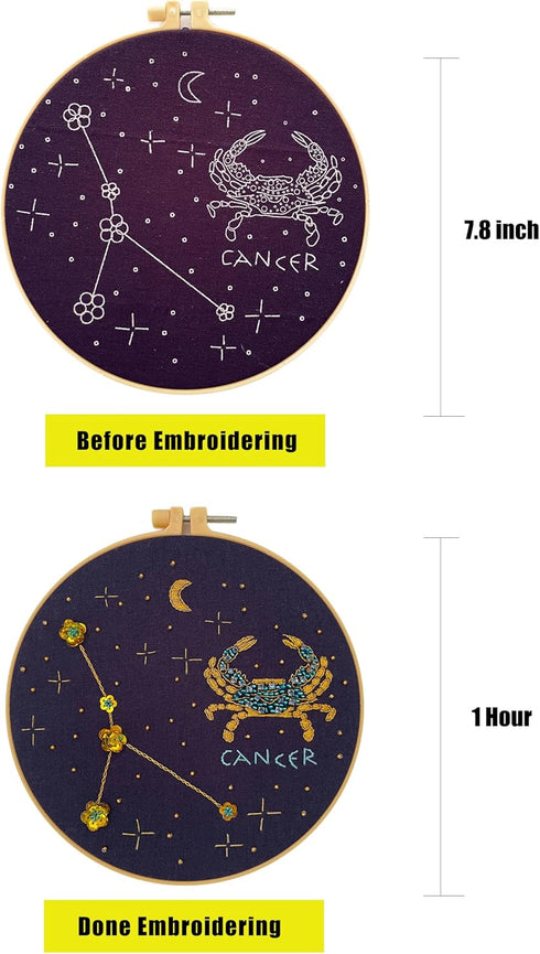 mozhijing constellation Embroidery Kit for Adults with Stamped Pattern, Round Beads for Embroidery DIY Crafting,Cross Stitch Beginner Kits with Fr...