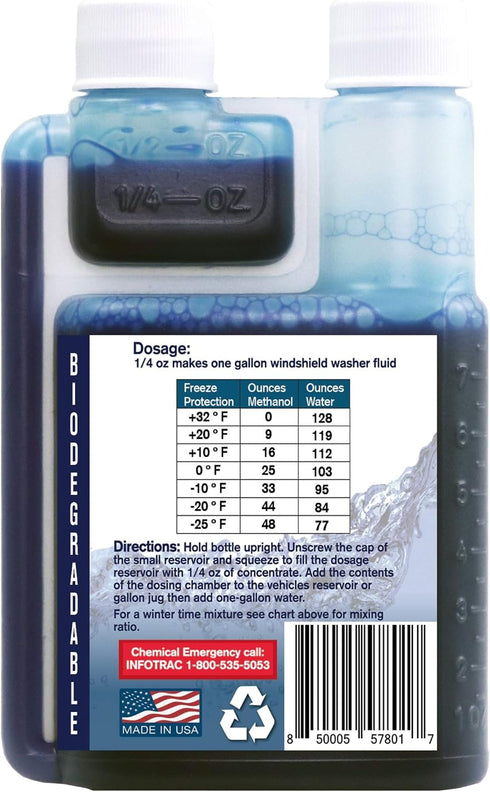 Rain Shield Windshield Washer Fluid Concentrate, 1 Bottle makes 32 Gallons– Repels Rain...