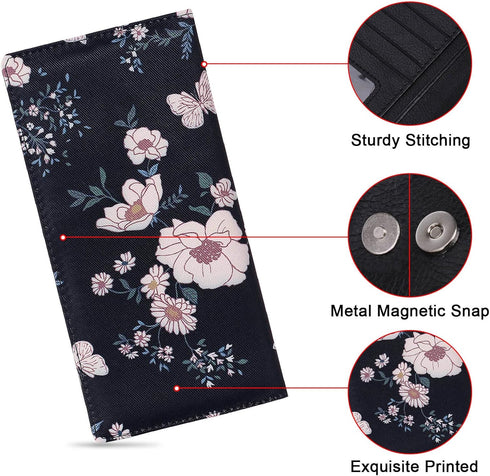 HUA ANGEL Bifold Wallets, Slim Long Wallet for Women RFID Blocking Ultra Thin Credit Card Holder Ladies Clutch Purse Billfold...