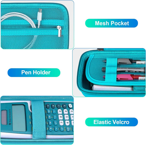 BOVKE Carrying Case for Texas Instruments TI-30XS Multiview/TI-34 Multiview/TI-36X Pro Scientific Calculator, Extra Mesh Pocket for USB Cables Pen...