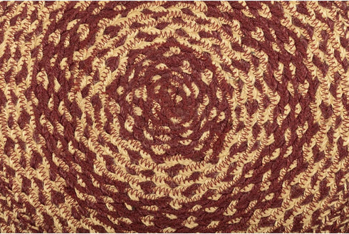 VHC Brands Classic Country Primitive Tabletop & Kitchen Jute Red Trivet, Burgundy Natural Tan 8"...