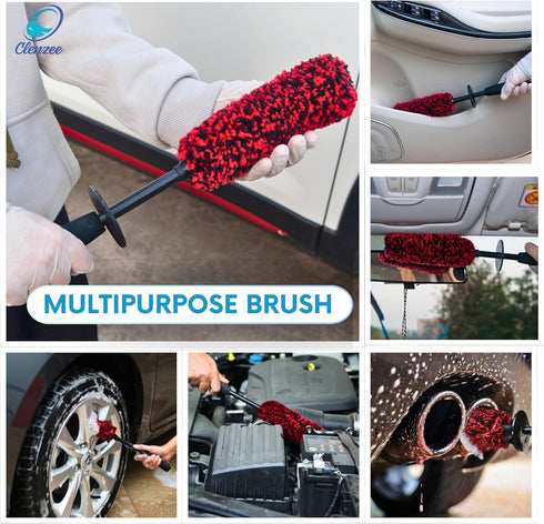 Premium Microfiber Wheel Cleaner Brush | Soft Non-Metallic Rim Cleaner Brush with Ergonomic Handle | Durable Wheel Brush for Cleaning Rims & Wheel...
