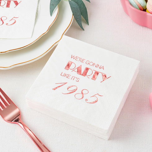 Crisky 40th Birthday Cocktail Napkins Rose Gold for Women 40th Birthday Party Decorations for Cake Dessert Berverage Table, 40th Birthday Party Su...