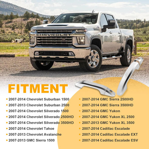 Tutor Auto Chrome Door Handle Covers Compatible with Chevrolet Silverado Tahoe Suburban Avalanche, GMC Yukon Sierra, Cadillac Escalade 2007-2014 -...