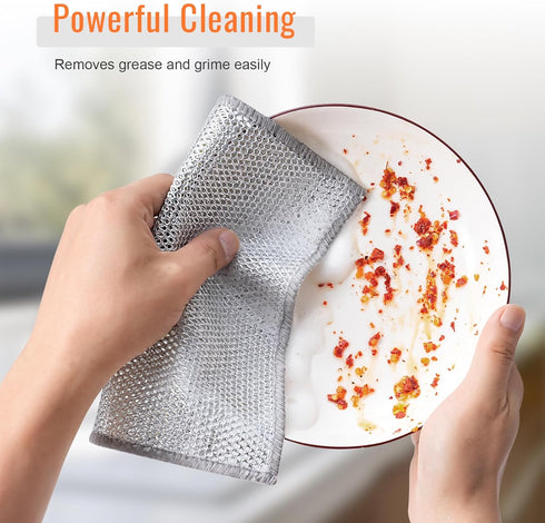 10pcs Double Layer Multifunctional Non-Scratch Wire Dishcloth, Multipurpose Wire Dishwashing Rags Wire Cleaning Cloths Wire Dish Towels for Sinks,...