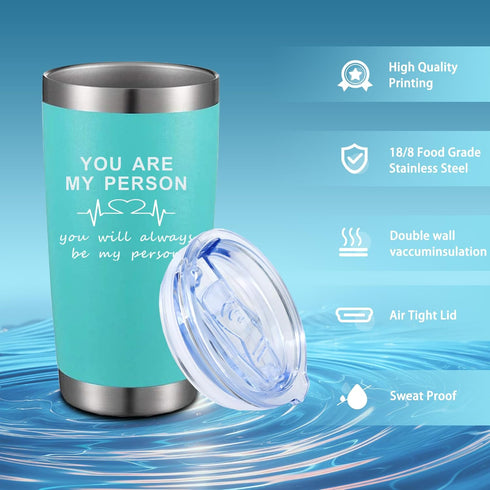 ATHAND You Are My Person,Greys Anatomy Merch,20 Oz Insulated Stainless Steel Iced Coffee Tumbler With Lid Straw And Brush,Funny Travel Coffee Mug ...