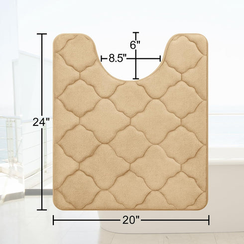 OLANLY Memory Foam Toilet Rugs U-Shaped 24x20, Ultra Soft and Absorbent Bathroom Rugs, Non-Slip Thick Toilet Bath Mat, Machine Wash Dry, Contour B...