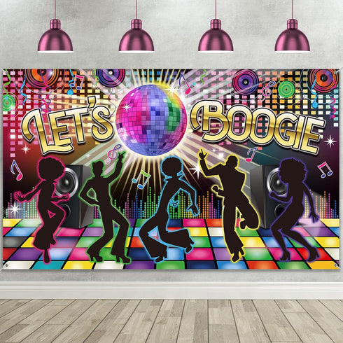 Disco 70s Theme Party Decorations Back to 60s 70s 80s 90s Let's Boogie Disco Dancing Night Photography Photo Booth Background Birthday Party Suppl...