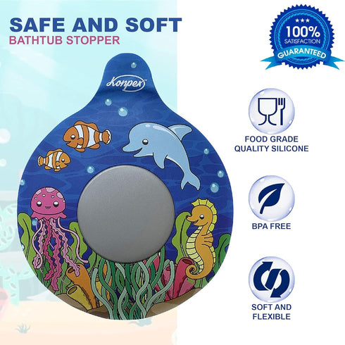 Bathtub Stopper Tub Drain Plug Stopper, Adorable Universal Silicone Bath Drain Cover, Beautiful Coral Reef Illustration, Kids Tots Babies Gift...