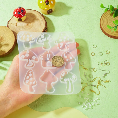 KISSITTY Mushroom Silicone Pendant Molds Earring Making Kit Resin Casting Molds with Earrings Hooks Jump Rings for Women Earrings Necklaces Bracel...